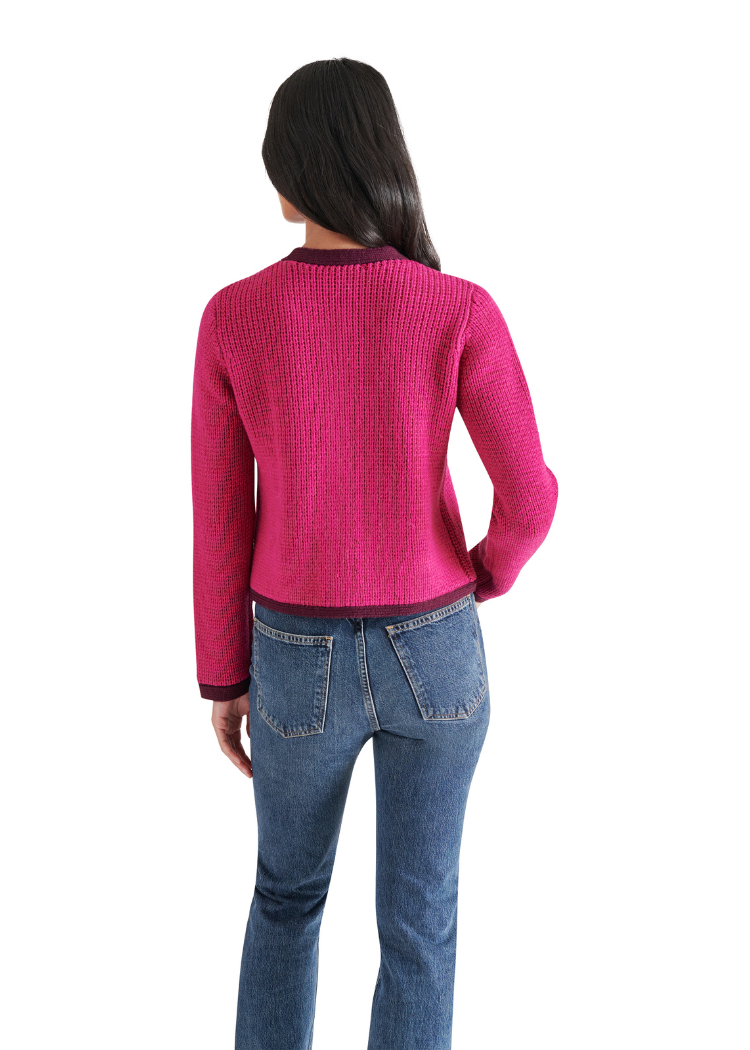 Steve Madden Fantino Sweater Jacket- Fuschia-Hand In Pocket