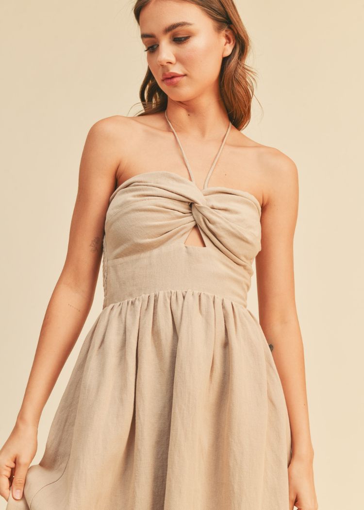 Casandra Halter Neck Dress-Hand In Pocket