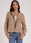 Elan Flora Utility Jacket- Khaki-Hand In Pocket