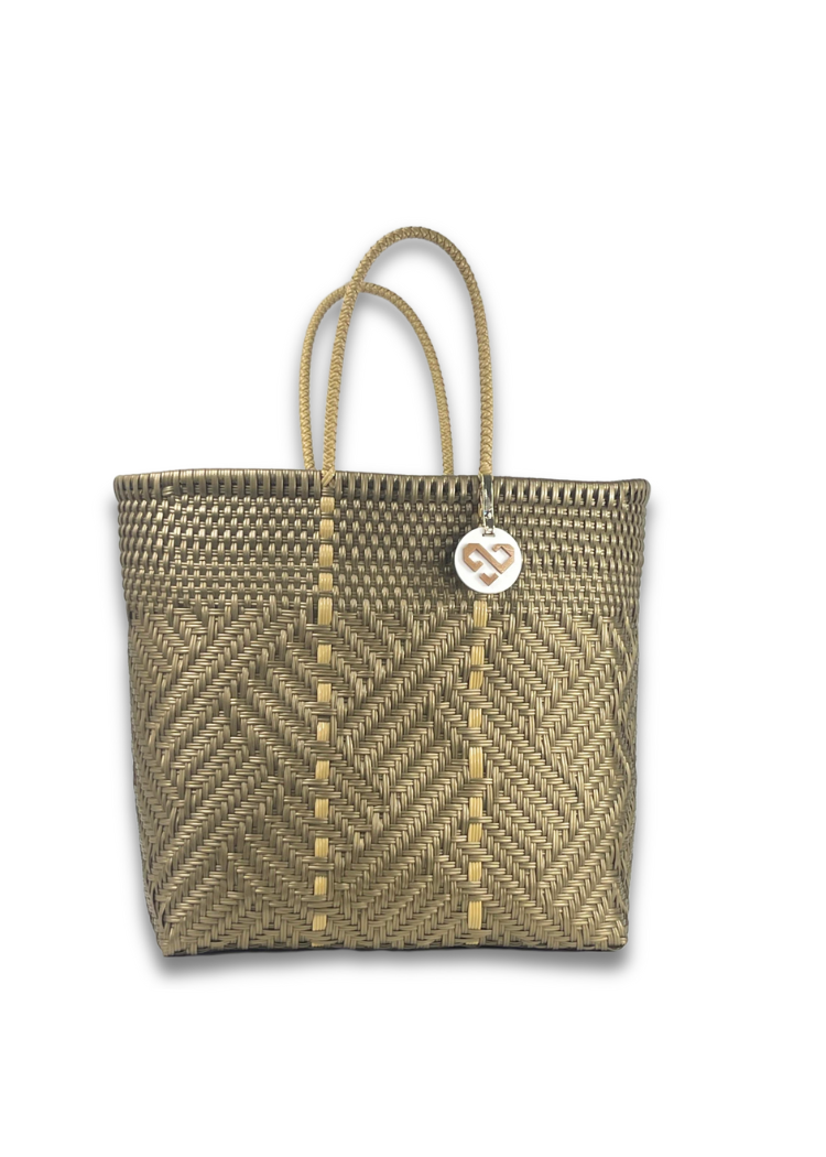 Maria Victoria Large Tote- Golden Glimmer-Hand In Pocket