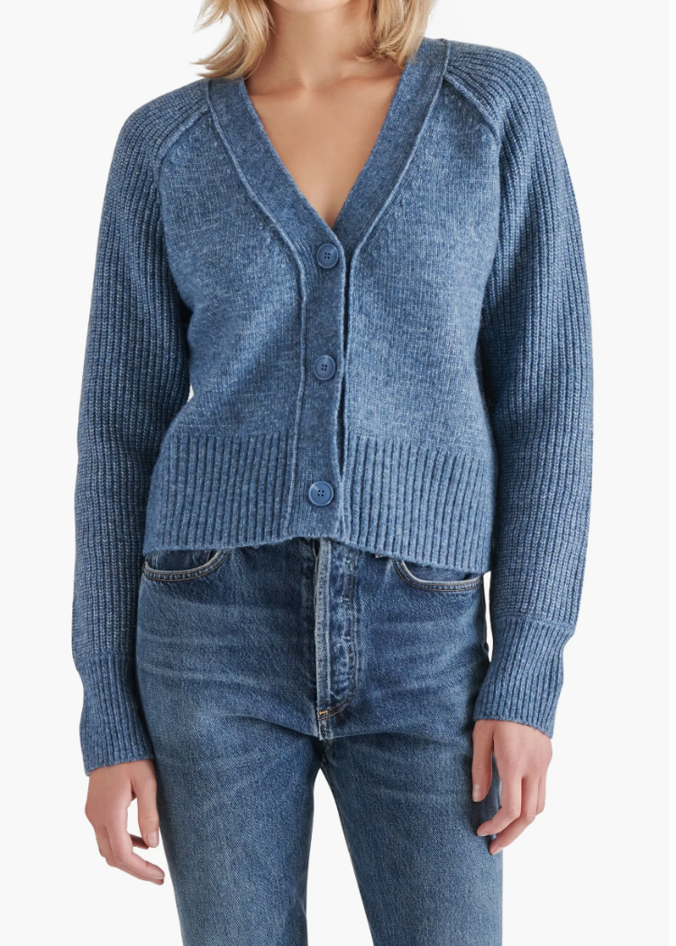 Steve Madden Beckie Cardigan- Blue Dusk-Hand In Pocket