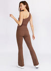 Cream Yoga Grace Flare Leggings- Mocha-Hand In Pocket