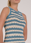 Elan Cora Tank- Off White Aqua Stripe-Hand In Pocket