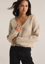 Z Supply Naomi Herringbone Cardigan-Sea Salt-Hand In Pocket