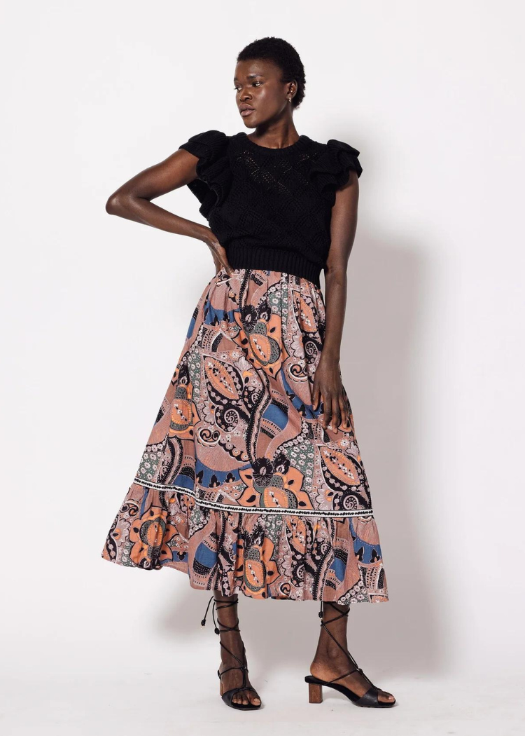 Cleobella Jodie Ankle Skirt - Mirage Print-Hand In Pocket