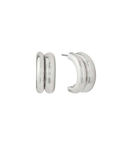 Megara Double Hoops-Silver-Hand In Pocket