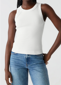 Gina Wide Binding Crop Tank - Chalk-Hand In Pocket