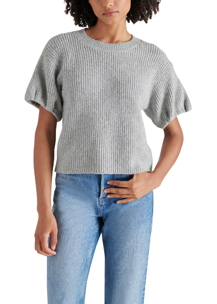 Steve Madden Jadey Sweater- Heather Grey-Hand In Pocket