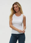 Michael Stars Paloma Wide Binding Tank-White-Hand In Pocket