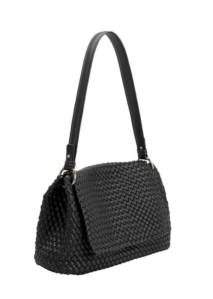 Natalia Black Shoulder Bag- Black-Hand In Pocket