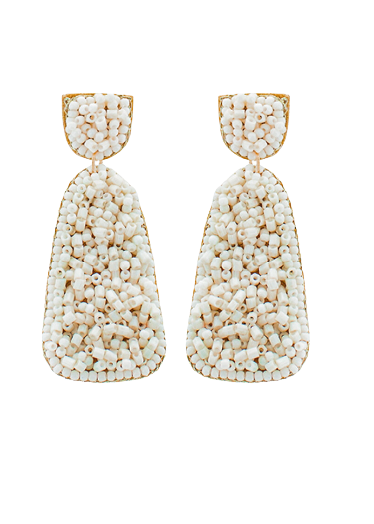 Lei Beaded Drop Earrings-Ivory-Hand In Pocket