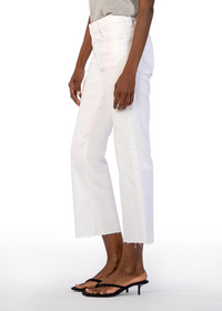 KUT Kelsey High Rise Ankle Flare- Optic White-Hand In Pocket