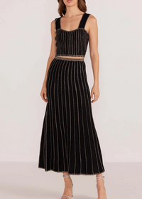 MINKPINK Celia Lurex Stripe Crop Top and skirt Set - Black Champagne ***FINAL SALE***-Hand In Pocket