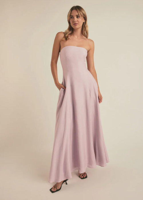 Favorite Daughter The Favorite Linen Dress- Pastel Lavender-Hand In Pocket