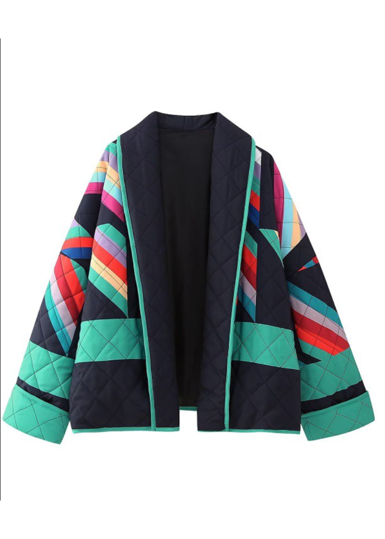 Lana Geometric Print Quilted Jacket ***FINAL SALE***-Hand In Pocket