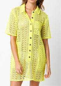 Chiara Crochet Cover Up Dress- Lime ***FINAL SALE***-Hand In Pocket