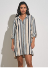 Elan Button Front Mini Dress - Natural Blue ***FINAL SALE***-Hand In Pocket