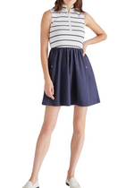 Steve Madden Lyon Dress- Navy Stripe-Hand In Pocket