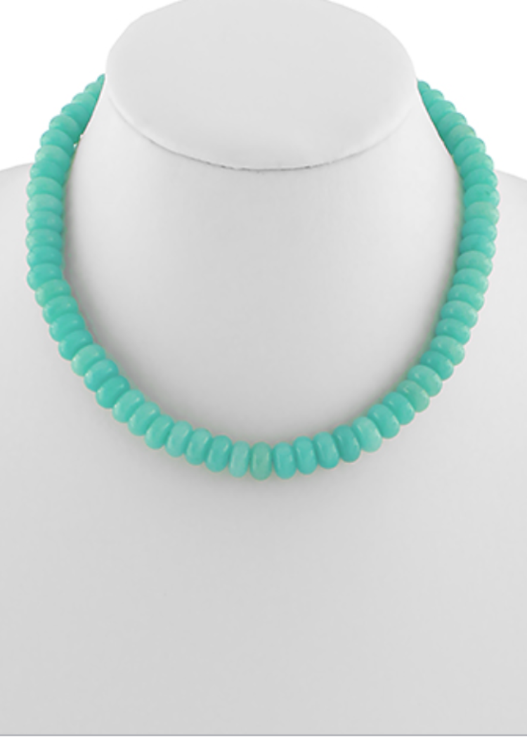 Tidal Beaded Necklace-Aquamarine-Hand In Pocket