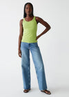 Michael Stars Cassie Thin Banded Tank- Lettuce-Hand In Pocket