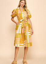 Sofia Dress - Yellow Multi-Hand In Pocket