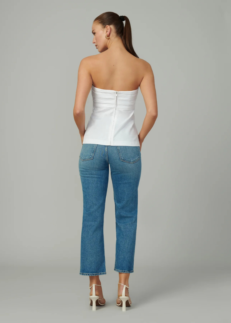 Joe's Jeans The Lara Strapless Top- White-Hand In Pocket