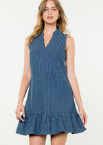 THML Ryan V-Neck Dress- Blue