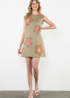 THML Havana Floral Embroidered Dress- Cream-Hand In Pocket