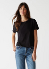 Michael Stars Jackie Raw Edge Tee- Black-Hand In Pocket