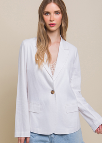 Dani Linen Blazer - White-Hand In Pocket