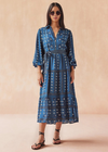 Omika Emery Maxi Dress- Malva Indigo-Hand In Pocket