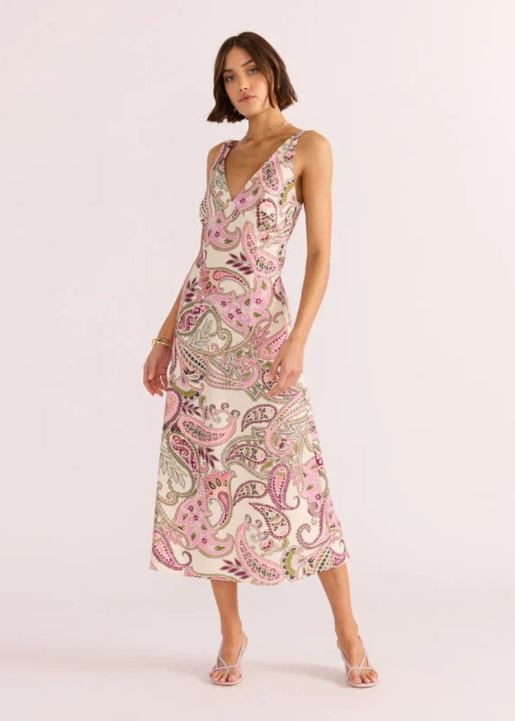 MINKPINK Cadence Dress- Pink Paisley-Hand In Pocket