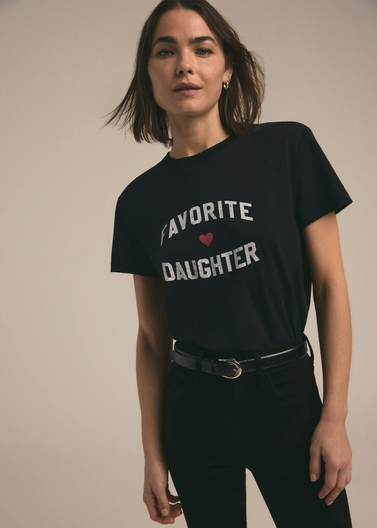 Favorite Daughter Tee - Black White-Hand In Pocket