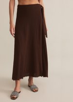 Z Supply Salerno Wrap Midi Skirt- Lava Rock-Hand In Pocket