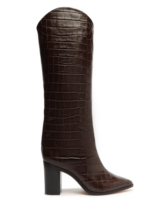 Schutz Maryana Block Heel- Chocolate-Hand In Pocket