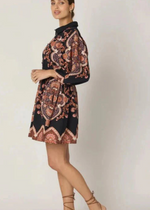 Cleobella Leigh Mini Dress- Dark Lagos Print-Hand In Pocket