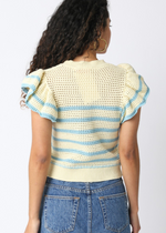 Abigail Stripe Sweater- Butter Yellow/ Lt Blue-Hand In Pocket