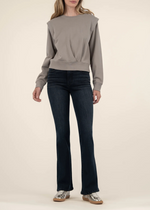 KUT Felicity Pleated Sweatshirt- Mushroom-Hand In Pocket