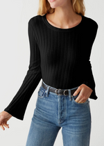 Valerie Bell Sleeve Top- Black-Hand In Pocket