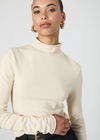 Cosysoft Fitted High Neck Sweater- Oatmeal-Hand In Pocket