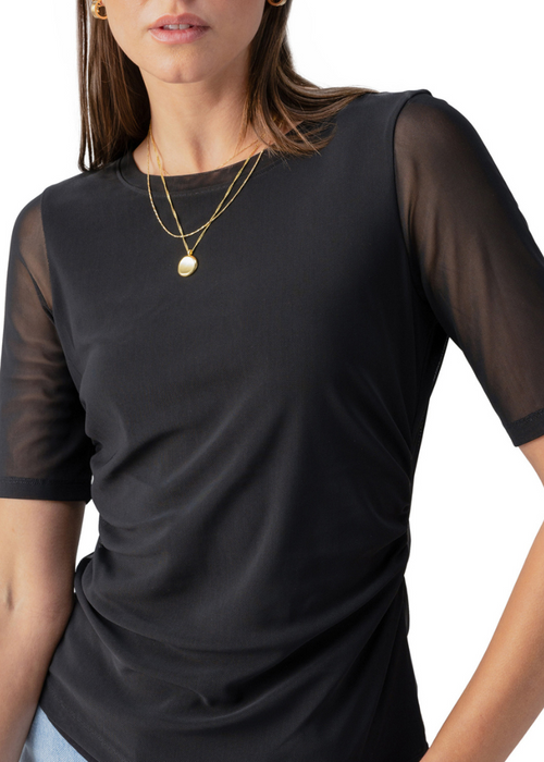 Sanctuary Half Sleeve Perfect Mesh Tee - Black-Hand In Pocket