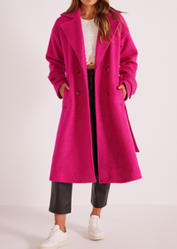 Mink Pink Safira Coat - Berry-Hand In Pocket