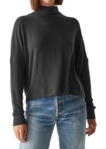 Michael Stars Frida Mock Neck Top- Charcoal-Hand In Pocket