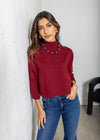 Aja Sweater- Dark Cherry-Hand In Pocket