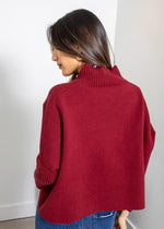 Aja Sweater- Dark Cherry-Hand In Pocket