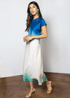 Isla Short Sleeve Ombre Dress-Blue-Hand In Pocket