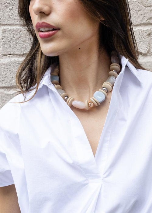 Wood Beaded Necklace-Hand In Pocket