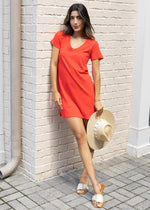 Bobi V-Neck T-Shirt Dress-Rebel-Hand In Pocket