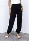 Bobi Smocked Pocket Pant-Black-Hand In Pocket