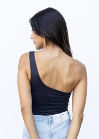 RD Style Tani One Shoulder Bodysuit - Black-Hand In Pocket